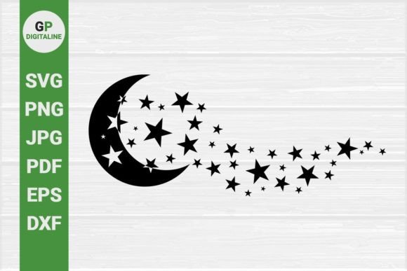 Download Crescent Moon and Stars, Star Waves SVG - Wave Collection