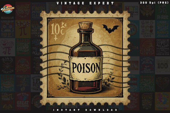 Download Halloween Poison Postage Stamp Clipart - Premium Resources