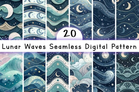 Download Lunar Waves Seamless Digital Pattern - Wave Collection